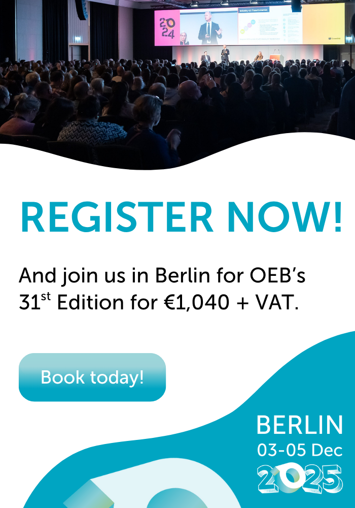 Register Now! And join us in Berlin for OEB's 31st Edition for 1,040 EUR + VAT
